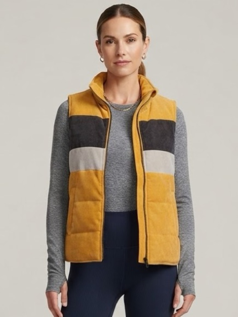 Staccato Retro Colorblock Corduroy Puffer Gorpcore Vest - Size Small